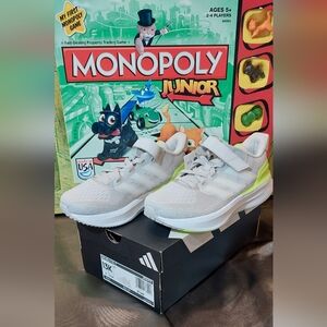 adidas Kids White Sneakers with Neon Yellow Heel Detail